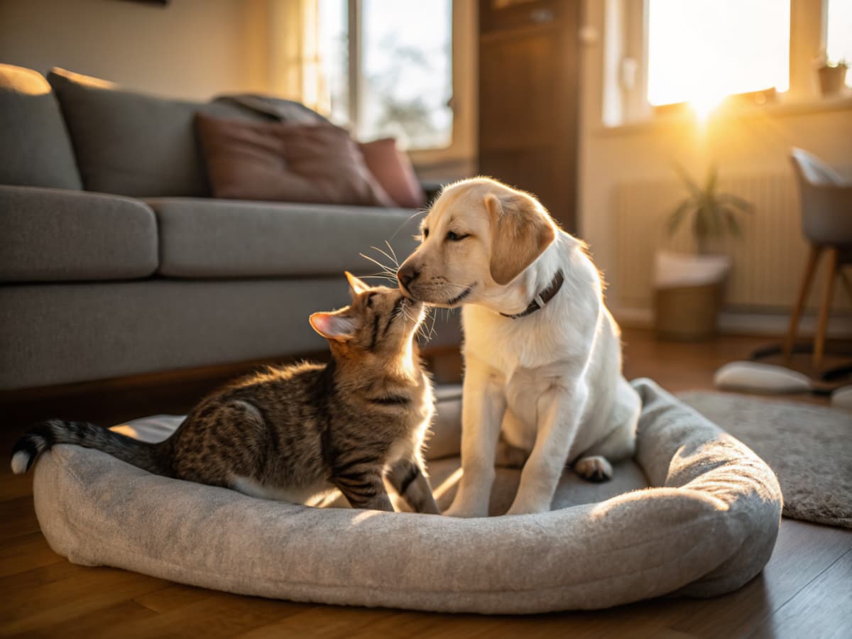 Cats and dogs receiving pet care